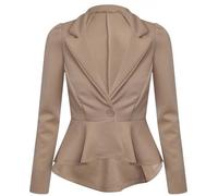 Blazer Fitted Con Maniche Lunghe A Peplo Per Donne Taglia 8-22
