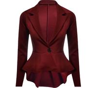Blazer Fitted Con Maniche Lunghe A Peplo Per Donne Taglia 8-22