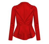 Blazer Fitted Con Maniche Lunghe A Peplo Per Donne Taglia 8-22