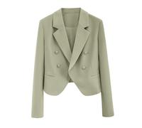 Blazer, giacca corta da donna a maniche lunghe, con bottone, casual, da lavoro, aperta, a maniche lunghe, vestibilità stretta, giacca da lavoro professionale, O verde, L