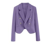 Blazer, giacca corta da donna a maniche lunghe, con bottone, casual, da lavoro, aperta, a maniche lunghe, vestibilità stretta, giacca da lavoro professionale, O viola, XL