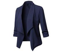 Blazer, giacca corta da donna, sportiva, elegante, a vita corta, blazer, elegante, a maniche lunghe, bolero, Blu marino, M