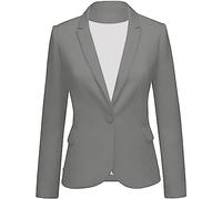 Blazer, giacca da donna elegante, estiva, leggera, per affari, ufficio, lavoro, outwear e feste, blazer, slim fit, con tasche e bottoni, giacca per il tempo libero, a maniche lunghe, grigio., M