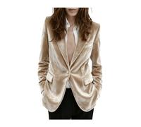 Blazer giacca da donna in velluto a un bottone, blazer caldo per inverno, autunno, primavera, lavoro, ufficio, Champagne, L
