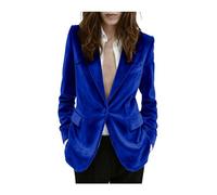 Blazer giacca da donna in velluto a un bottone, blazer caldo per inverno, autunno, primavera, lavoro, ufficio, Blu reale, M