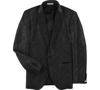 Blazer Giacca Uomo Due Toni Con Un Bottone, Nero, 44 Regolare