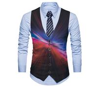 Blazer Gilet Uomo 3D Stampa V-Collo Basic Gilet Senza Maniche Slim Fit Tracht Gilet Per Uomo Primavera Autunno Taglio Sottile Casual Gilet Uomo DMJ7 L