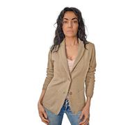 Blazer in Cotone, Giacca Jacket da Donna -Manica Lunga con Due Bottoni - Artigianale, Made in Italy - Casual, Classica Sportiva (IT, Testo, L, Regular, Regular, Argilla)