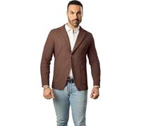 Blazer in Cotone, Giacca Jacket da Uomo Slim Fit - Punto Cucitura Chicco di Riso - Artigianale, Made in Italy - Casual, Classica Sportiva (IT, Testo, XL, Regular, Regular, Castagna)