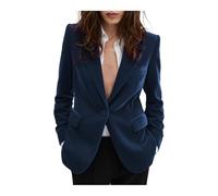 Blazer in velluto da donna, giacca aderente con un bottone, giacca calda per l'inverno, matrimonio, laurea, giacca calda da donna, Blu navy, XXL