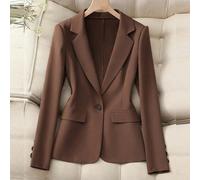 Blazer marrone di alta qualità con scollo a V profondo, monopetto, aderente con spacchetto sul retro, adatto per l'ufficio e il pendolarismo, abbigliamento casual da donna, giacca da donna, abbigliame