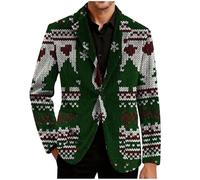 Blazer natalizio da uomo, giacca in velluto a coste, giacca brutta giacca natalizia per costume natalizio slim fit monopetto giacca novità smoking natalizio cappotto per feste di lavoro, 5-verde, S