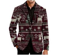 Blazer natalizio da uomo, giacca in velluto a coste, giacca brutta giacca natalizia per costume natalizio slim fit monopetto giacca novità smoking natalizio cappotto per feste di lavoro, 5-rosso, XXL