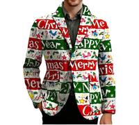 Blazer natalizio da uomo in velluto a coste da cerimonia brutto albero di Natale stampato blazer slim fit giacca monopetto giacca in velluto a coste novità natale grafico abito cappotto vacanze feste