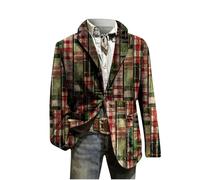 Blazer natalizio da uomo in velluto a coste vintage stampato festivo brutto Natale grafico cappotto slim fit monopetto giacche divertenti stampate novità vacanze party capispalla intelligente