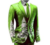 blazer natalizio da uomo, vestibilità regolare, blazer natalizio, da uomo, elegante giacca con stampa natalizia, sottile, per il tempo libero, per Natale, business, per feste, verde, xxl
