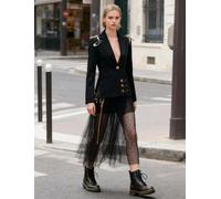 Blazer Nero Con Graffette Dorate E Bottoni Lucenti Stile Fashion CF56776