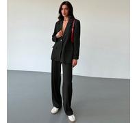 Blazer oversize casual e soffice di colore grigio con maniche lunghe, adatto per il tempo libero, per le donne giovani L,M,S,XL,XSTessuto intrecciato