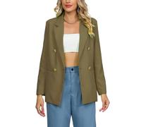 Blazer per Le Donne Blazer Doppiopetto da Donna Manica Lunga vestibilità Regolare Giacca da Abito Tinta Unita Elegante Lunghezza Media Spolverino Italiano Giacca da Lavoro Autunno Transizione Outwe