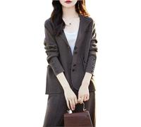 Blazer per Le Donne Giacca Blazer da Donna Elegante Manica Lunga Revers A Lancia in Lana Cappotto Primavera Autunno Maglione Monopetto Cardigan Casual da Lavoro Capispalla Colore caffè S