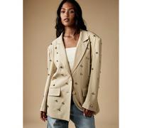 Blazer professionale con borchie metalliche, doppiopetto di , abbigliamento formale per l'ufficio, indossabile in primavera e autunno L,M,S,XL,XSTessuto intrecciato