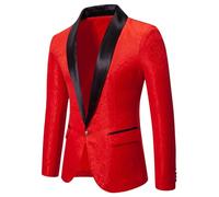 Blazer Rosso da Uomo con Motivo Floreale Paisley, Giacca da Smoking con Un Bottone per la sfilata di Mardi Gras