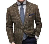 Blazer Scozzese Casual da Uomo Cappotto da Abito Slim Fit con Bottoni a Quadri Moda Uomo