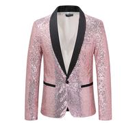 Blazer Show Your Fashion Sense con paillettes da uomo oro lucido per discoteca