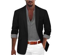 Blazer Uomo Cotone, Casual Giacca Slim Fit Giacche in Cotone Monopetto a Due Bottoni Blazer Elegante Regular Fit Giacca Primaverile Uomo Cappotto Casual Affari Formale Cena Cappotto Blazer Sportivo