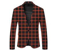 Blazer Uomo, Giacca da Uomo Casual alla Moda, con Risvolto, A Quadri Grandi, con Bottoni, A Maniche Lunghe, per Autunno E Inverno