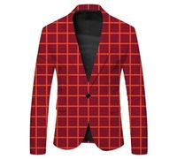 Blazer Uomo, Giacca da Uomo Casual alla Moda, con Risvolto, A Quadri Grandi, con Bottoni, A Maniche Lunghe, per Autunno E Inverno