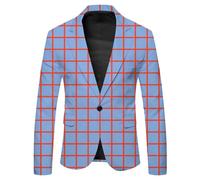 Blazer Uomo, Giacca da Uomo Casual alla Moda, con Risvolto, A Quadri Grandi, con Bottoni, A Maniche Lunghe, per Autunno E Inverno
