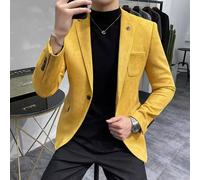 Blazer Uomo Giallo Slim Fit Elegante Effetto Suede Giacca Moda NX73BL
