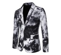 Blazer Uomo Slim Fit Formale Elegante Cappotto invernale per gli Uomini Giacca casual spruzzata di inchiostro Giacca da lavoro leggera Tasche One Button Moda Camicia Cappotto, Le Noir, XXL, Giubbotto
