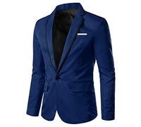 Blazer Uomo Sportivo Slim Fit - Business Jacket Uomo Giacca Moda Casual Confortevole Tuta da Uomo Singola Fila Classico Blazer Elegante Giacca Smoking Giacche tinta unita, Blu, L