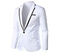 Blazer Uomo Sportivo Slim Fit - Business Jacket Uomo Giacca Moda Casual Confortevole Tuta da Uomo Singola Fila Classico Blazer Elegante Giacca Smoking Giacche tinta unita, bianco, 4XL
