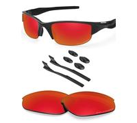 BLAZERBUCK Lenti di ricambio polarizzate anti-sale e kit calze per Oakley Half Jacket 2.0 OO9144/Half Jacket 2.0 Asian Fit OO9153 - Rosso fuoco