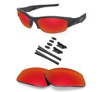 BlazerBuck Lenti di ricambio polarizzate anti-sale per occhiali da sole Oakley Flak Jacket, Rosso Fuoco - Polarizzato, 0