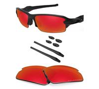 BLAZERBUCK Polarized Replacement Lenses & Sock Kit for Oakley Flak 2.0 OO9295 - Fire Red