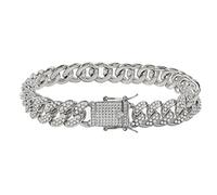 BLBLJERY Cavigliere cubane per le donne taglie forti grandi braccialetti alla caviglia oro argento strass diamante Bling cavigliere donna 9 10 pollici, 10 inch, Metallo, Zirconia cubica