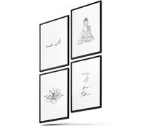 BLCKART Poster Namaste Buddha - Quadro da parete moderno con scritta - Poster di alta qualità per bagno - immagini per decorazione da parete - formato A4