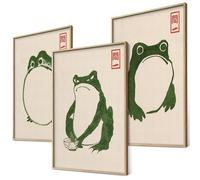 BLCKART Set di poster Hoji Frogs Ukiyo-e Arte giapponese Giappone Decorazione da parete Immagini Decorazione per camera da letto Decorazione per soggiorno Dipinti eclettici (3x A3 | Senza cornice)