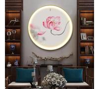 BLCKTIGR 3D LED Wall Art Decor - Round Lotus Flower & Koi Fish Decoration with Lights, Backlit Sculpture for Living Room, Bedroom, Good Luck Wealth Symbol(E,70 * 70cm/27.56 * 27.56in)