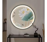 BLCKTIGR 3D LED Wall Art Decor - Round Lotus Flower & Koi Fish Decoration with Lights, Backlit Sculpture for Living Room, Bedroom, Good Luck Wealth Symbol(A,70 * 70cm/27.56 * 27.56in)