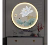BLCKTIGR 3D LED Wall Art Decor - Round Lotus Flower & Koi Fish Decoration with Lights, Backlit Sculpture for Living Room, Bedroom, Good Luck Wealth Symbol(F,50 * 50cm/19.69 * 19.69in)