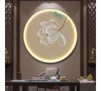 BLCKTIGR 3D LED Wall Art Decor - Round Lotus Flower & Koi Fish Decoration with Lights, Backlit Sculpture for Living Room, Bedroom, Good Luck Wealth Symbol(D,50 * 50cm/19.69 * 19.69in)