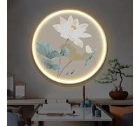 BLCKTIGR 3D LED Wall Art Decor - Round Lotus Flower & Koi Fish Decoration with Lights, Backlit Sculpture for Living Room, Bedroom, Good Luck Wealth Symbol(C,70 * 70cm/27.56 * 27.56in)