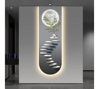 BLCKTIGR Arte a Parete LED 3D, Arte a Parete Cervo Sentiero di Pietra Texturizzato 3D con Illuminazione LED, Applique da Parete Minimalista per Ingresso Corridoio(B,40 * 120cm/15.75 * 47.24 in)