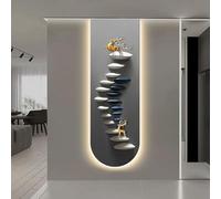 BLCKTIGR Arte a Parete LED 3D, Arte a Parete Cervo Sentiero di Pietra Texturizzato 3D con Illuminazione LED, Applique da Parete Minimalista per Ingresso Corridoio(C,30 * 90cm/11.81 * 35.43in)