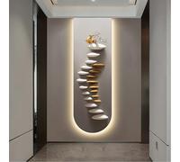 BLCKTIGR Arte a Parete LED 3D, Arte a Parete Cervo Sentiero di Pietra Texturizzato 3D con Illuminazione LED, Applique da Parete Minimalista per Ingresso Corridoio(D,40 * 120cm/15.75 * 47.24 in)